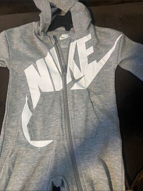 Nike Kids Grey Hoodie with White Swoosh Logo